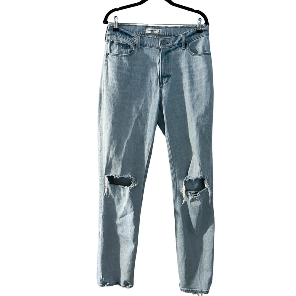 ABERCROMBIE & FITCH Curve Love Low Rise Baggy Distressed Jeans Sz 28 - Picture 2 of 5